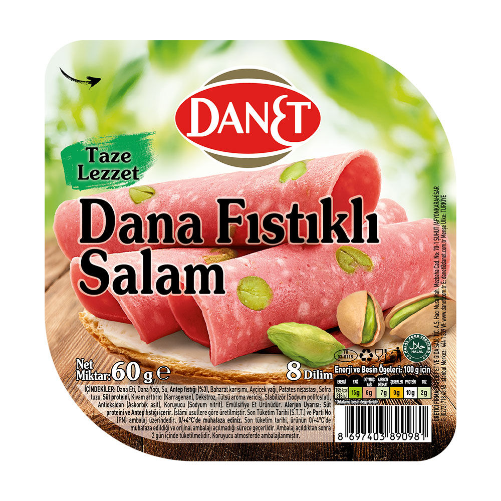 Dana Fıstıklı Salam I Dilimli I 50 g - 1